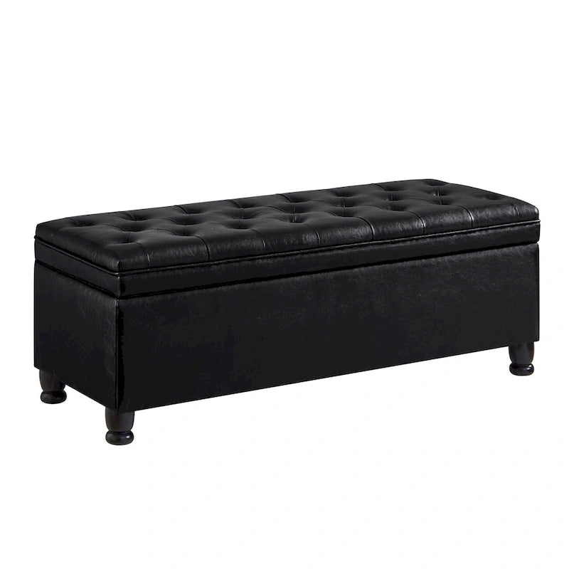 Upholstered Tufted Button Storage Bench