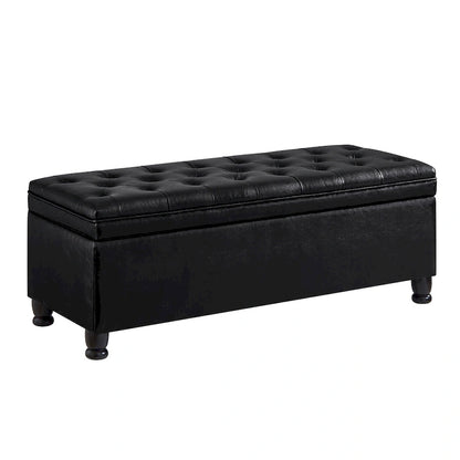 Upholstered Tufted Button Storage Bench