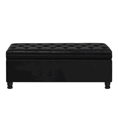 Upholstered Tufted Button Storage Bench