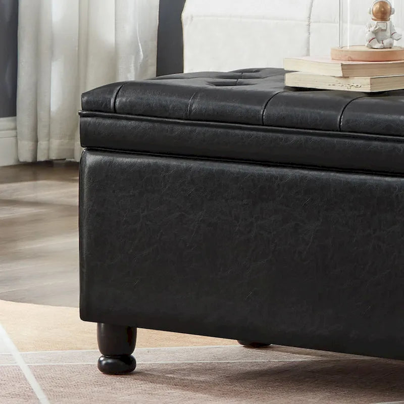 Upholstered Tufted Button Storage Bench