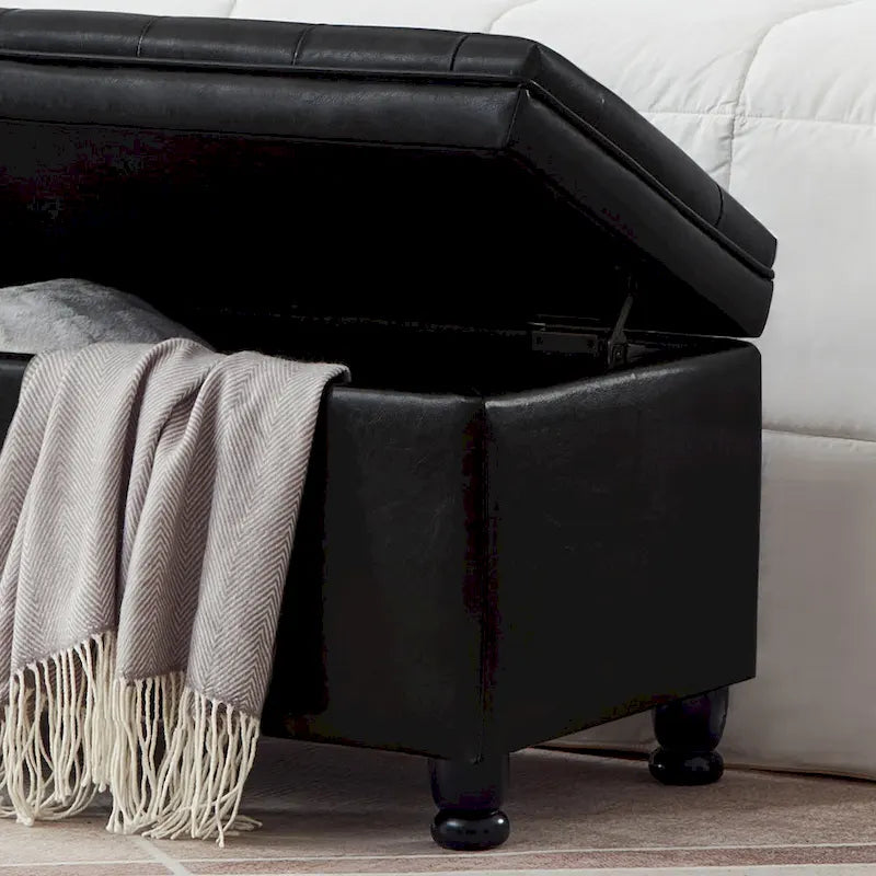 Upholstered Tufted Button Storage Bench