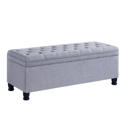 Upholstered Tufted Button Storage Bench