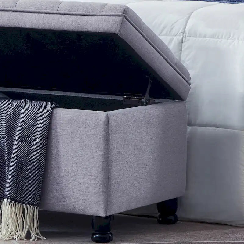 Upholstered Tufted Button Storage Bench