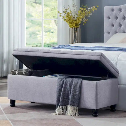 Upholstered Tufted Button Storage Bench