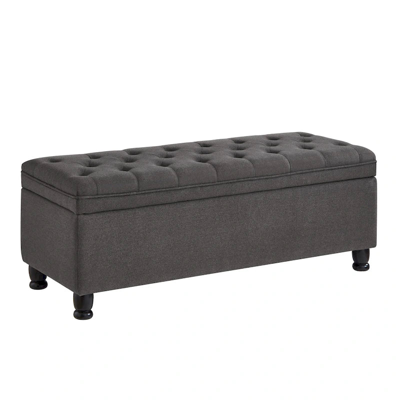 Upholstered Tufted Button Storage Bench