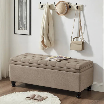 Upholstered Tufted Button Storage Bench