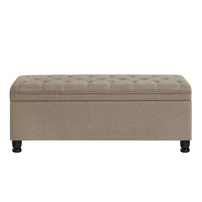 Upholstered Tufted Button Storage Bench