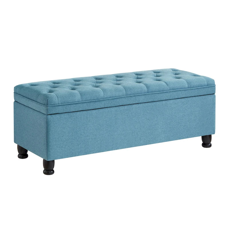 Upholstered Tufted Button Storage Bench