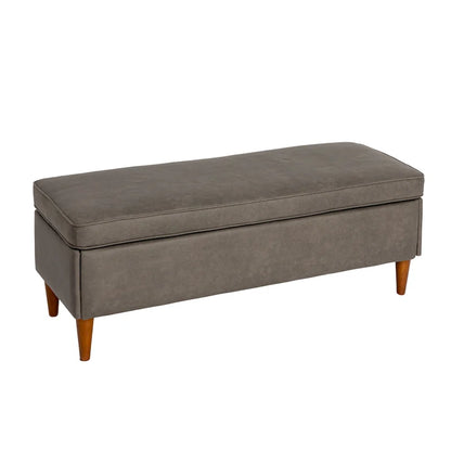 Atley Upholstered Bench with Storage and Solid Wood Legs