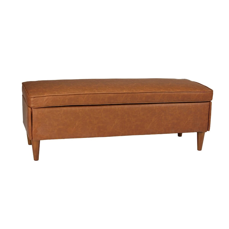 Atley Upholstered Bench with Storage and Solid Wood Legs