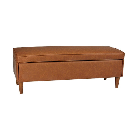 Atley Upholstered Bench with Storage and Solid Wood Legs