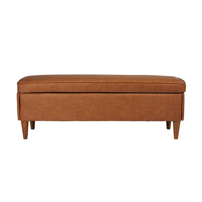Atley Upholstered Bench with Storage and Solid Wood Legs