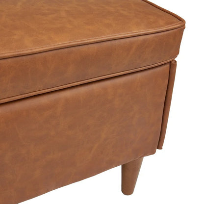 Atley Upholstered Bench with Storage and Solid Wood Legs