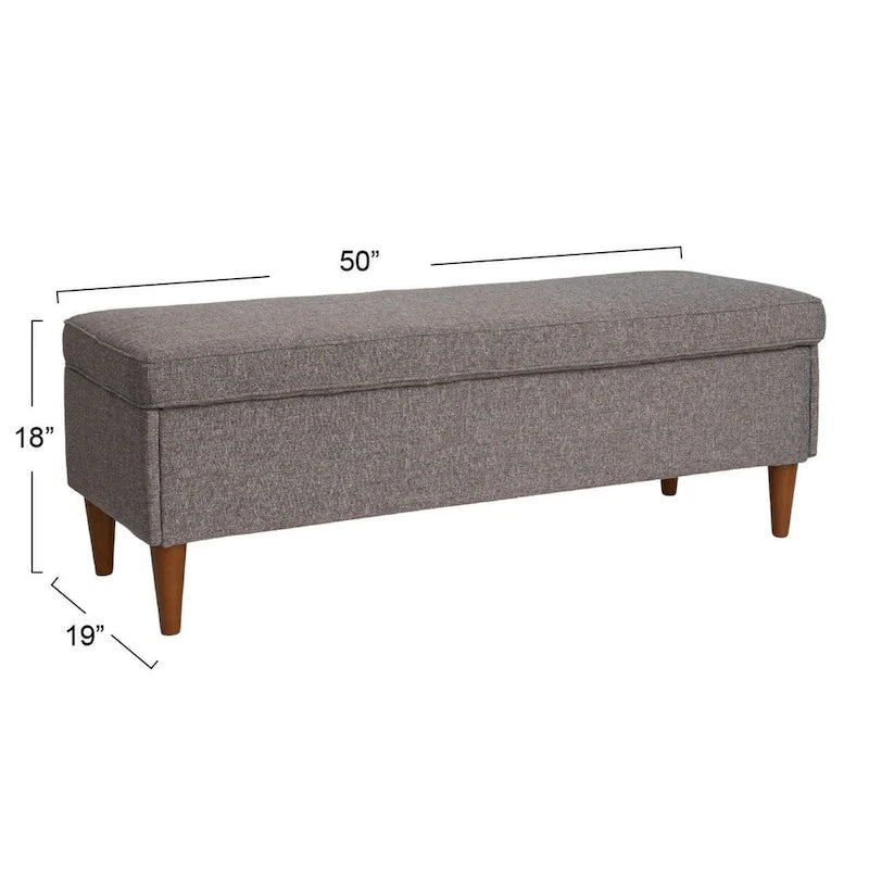 Atley Upholstered Bench with Storage and Solid Wood Legs