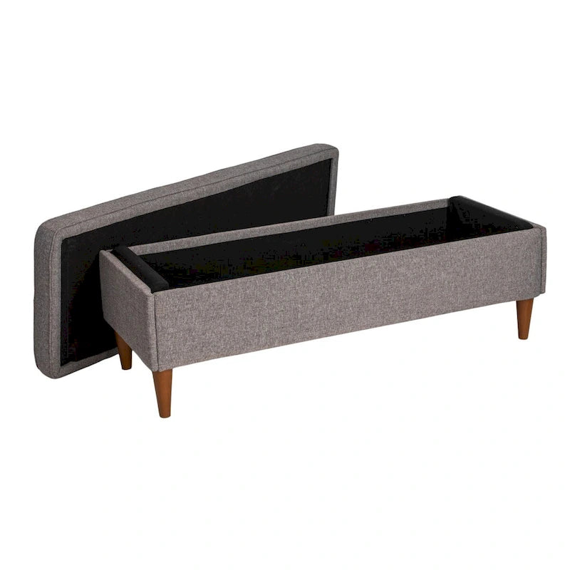 Atley Upholstered Bench with Storage and Solid Wood Legs