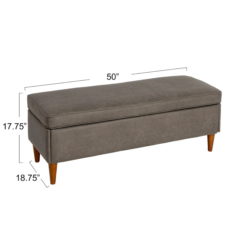 Atley Upholstered Bench with Storage and Solid Wood Legs