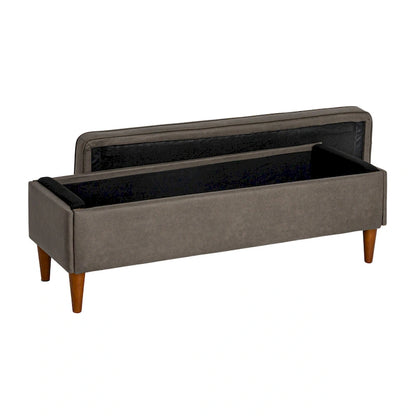 Atley Upholstered Bench with Storage and Solid Wood Legs