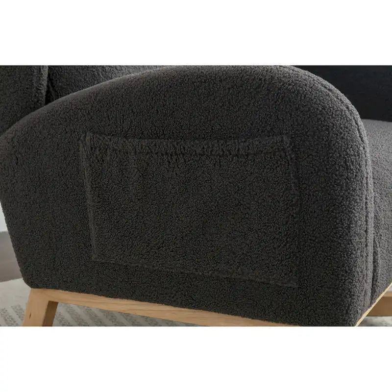 Teddy Fabric Rocking Chair With Packet Wood Legs For Living Room