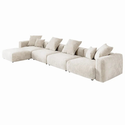 181 Oversized Corduroy Sectional Sofa Couch with Ottoman, L Shaped Convertible Couch Deep Seat Couches for Modern Living Room