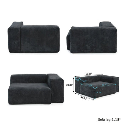 181 Oversized Corduroy Sectional Sofa Couch with Ottoman, L Shaped Convertible Couch Deep Seat Couches for Modern Living Room