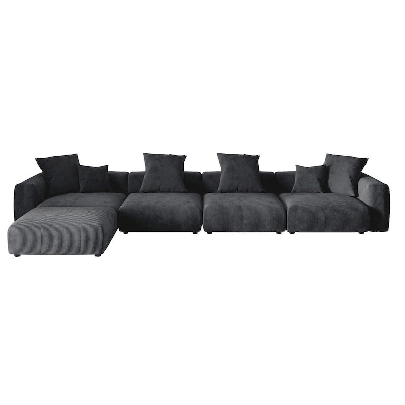 181 Oversized Corduroy Sectional Sofa Couch with Ottoman, L Shaped Convertible Couch Deep Seat Couches for Modern Living Room