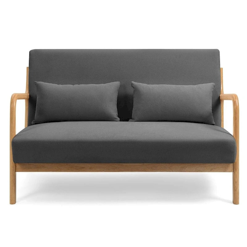 Mid-century Upholstered Accent Sofa in solid wood for 2