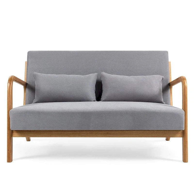 Mid-century Upholstered Accent Sofa in solid wood for 2