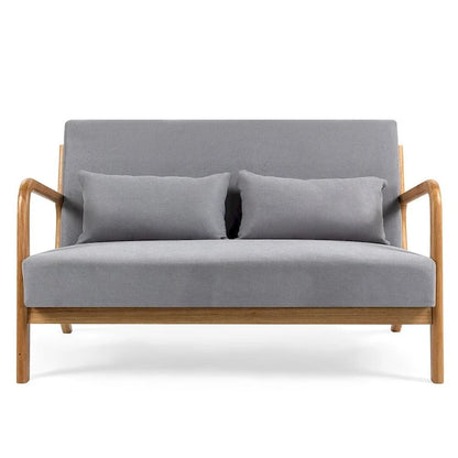 Mid-century Upholstered Accent Sofa in solid wood for 2