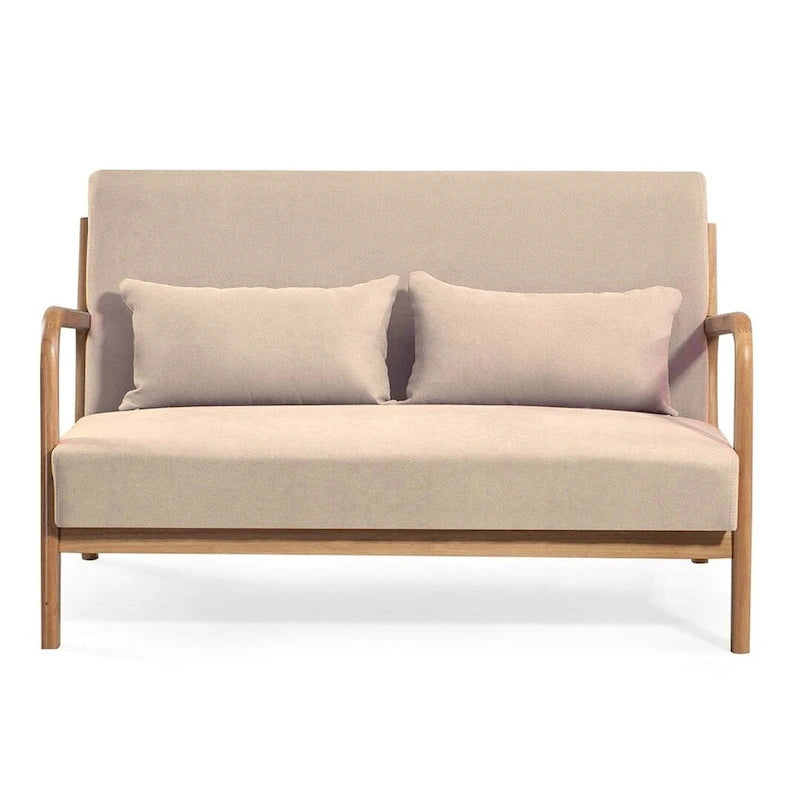 Mid-century Upholstered Accent Sofa in solid wood for 2