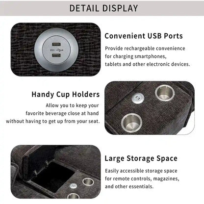 112.6  Chenille Upholstered Sectional Sofa with 2 Removable Ottoman