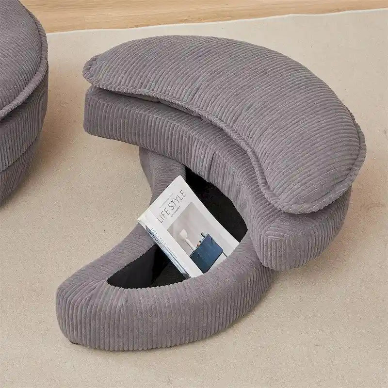 Oversized Swivel Chair with Moon Storage Ottoman with 4 Pillows