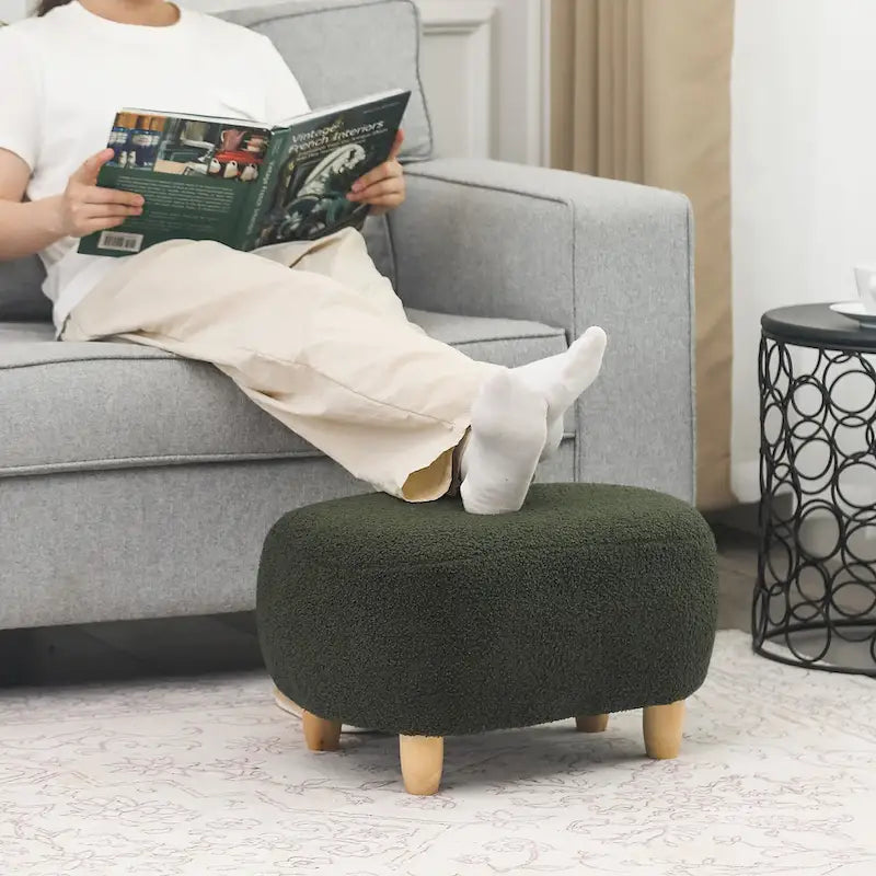 Adeco Foot Stool U Shape Ottoman for Living Room Bedroom
