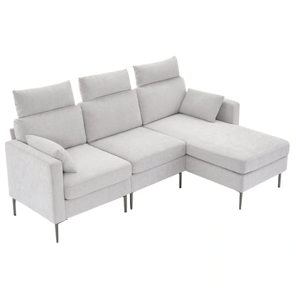 89  Chenille Sectional Sofa Couch With Extra Wide Chaise For Livingroom
