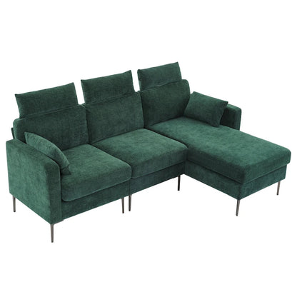 89  Chenille Sectional Sofa Couch With Extra Wide Chaise For Livingroom