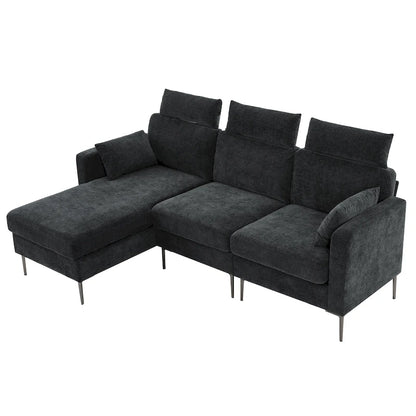 89  Chenille Sectional Sofa Couch With Extra Wide Chaise For Livingroom