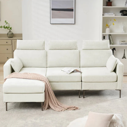 89  Chenille Sectional Sofa Couch With Extra Wide Chaise For Livingroom