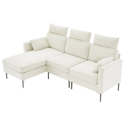 89  Chenille Sectional Sofa Couch With Extra Wide Chaise For Livingroom