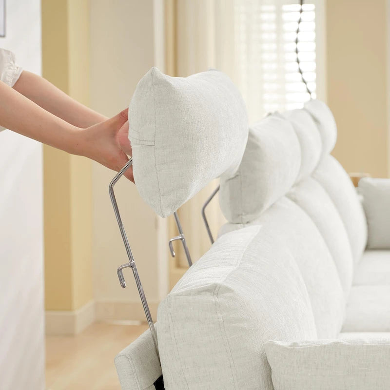 89  Chenille Sectional Sofa Couch With Extra Wide Chaise For Livingroom