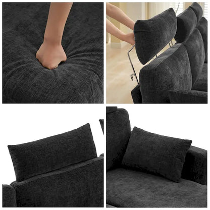 89  Chenille Sectional Sofa Couch With Extra Wide Chaise For Livingroom