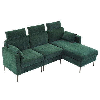 89  Chenille Sectional Sofa Couch With Extra Wide Chaise For Livingroom