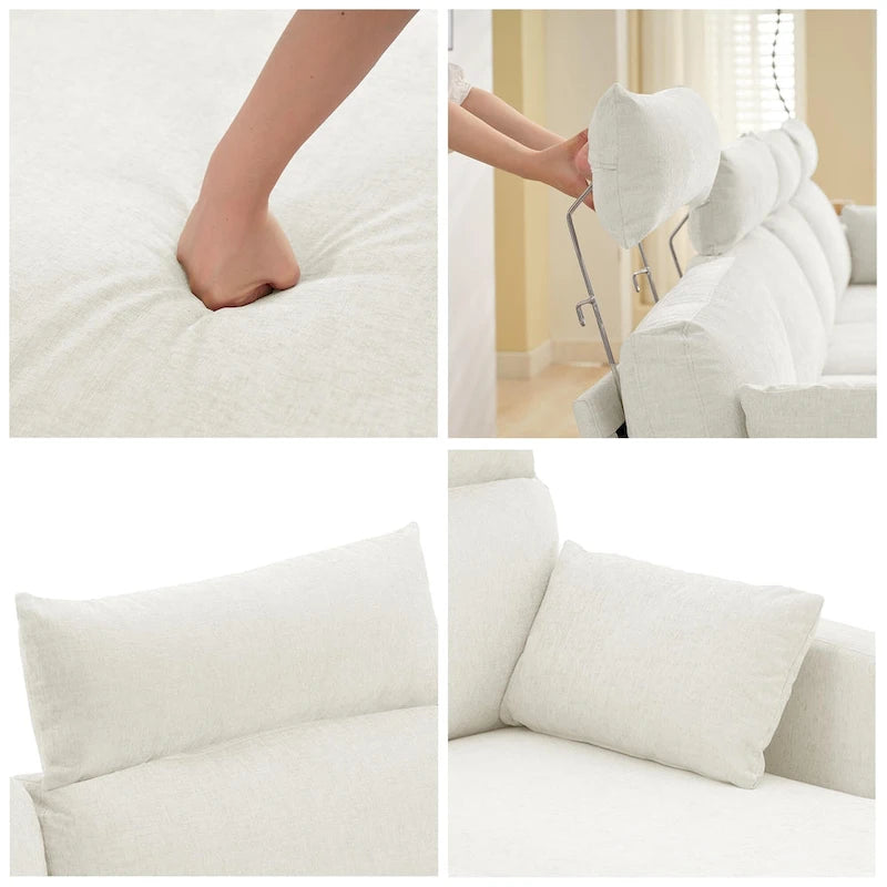 89  Chenille Sectional Sofa Couch With Extra Wide Chaise For Livingroom