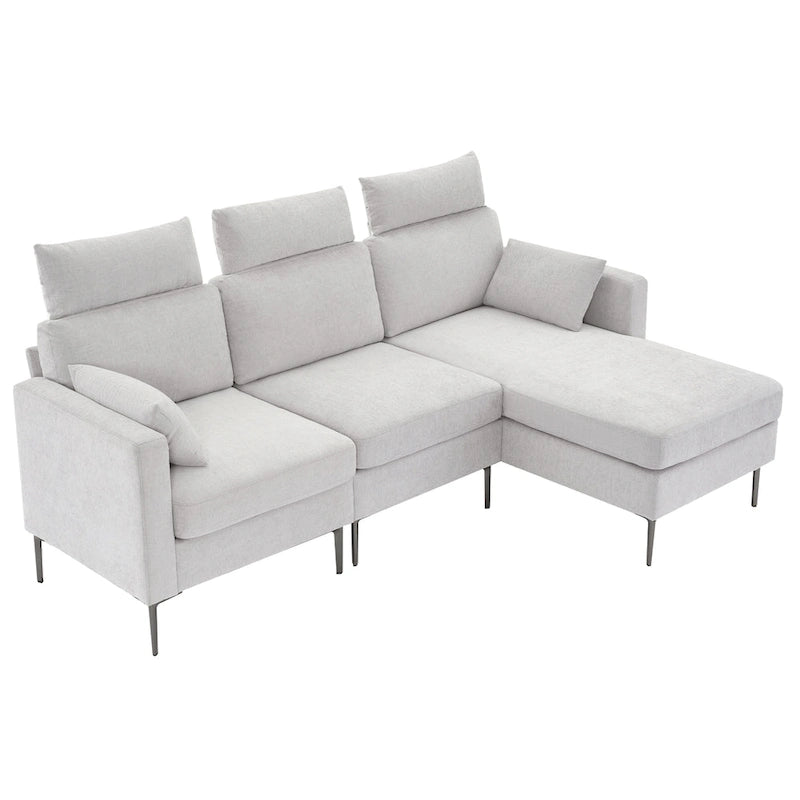 89  Chenille Sectional Sofa Couch With Extra Wide Chaise For Livingroom