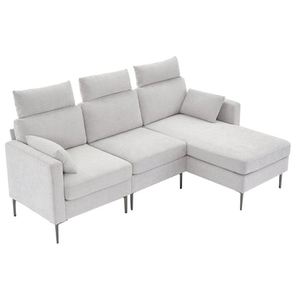89  Chenille Sectional Sofa Couch With Extra Wide Chaise For Livingroom