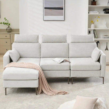 89  Chenille Sectional Sofa Couch With Extra Wide Chaise For Livingroom
