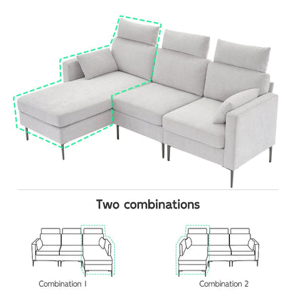 89  Chenille Sectional Sofa Couch With Extra Wide Chaise For Livingroom