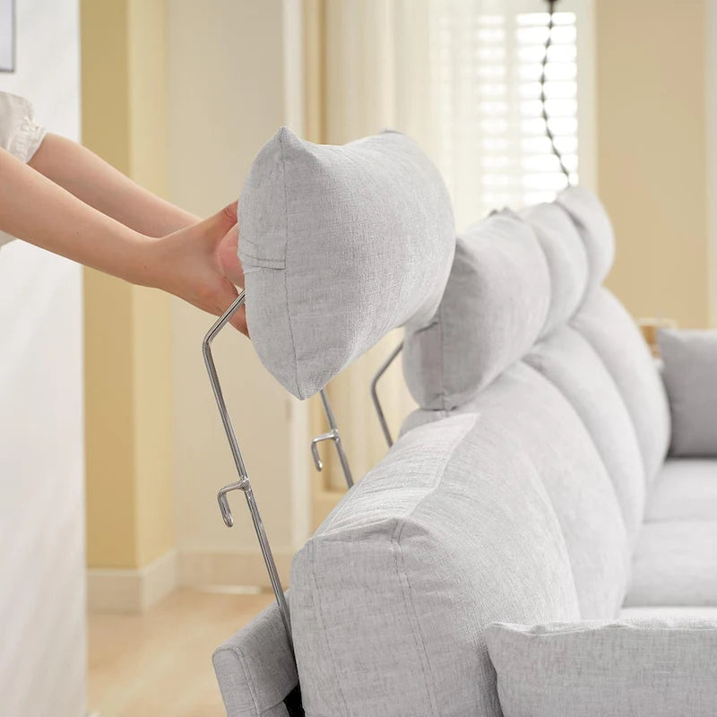 89  Chenille Sectional Sofa Couch With Extra Wide Chaise For Livingroom