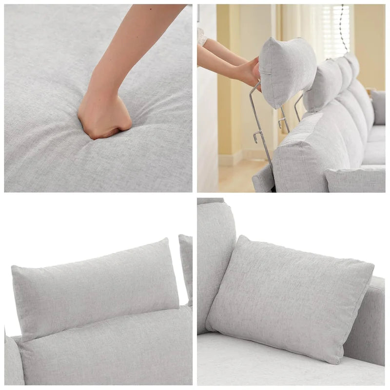 89  Chenille Sectional Sofa Couch With Extra Wide Chaise For Livingroom