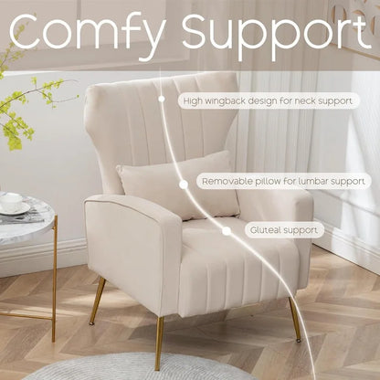 HOMYKA Accent Chair Upholstered Velvet Wingback Armchair Set of 2