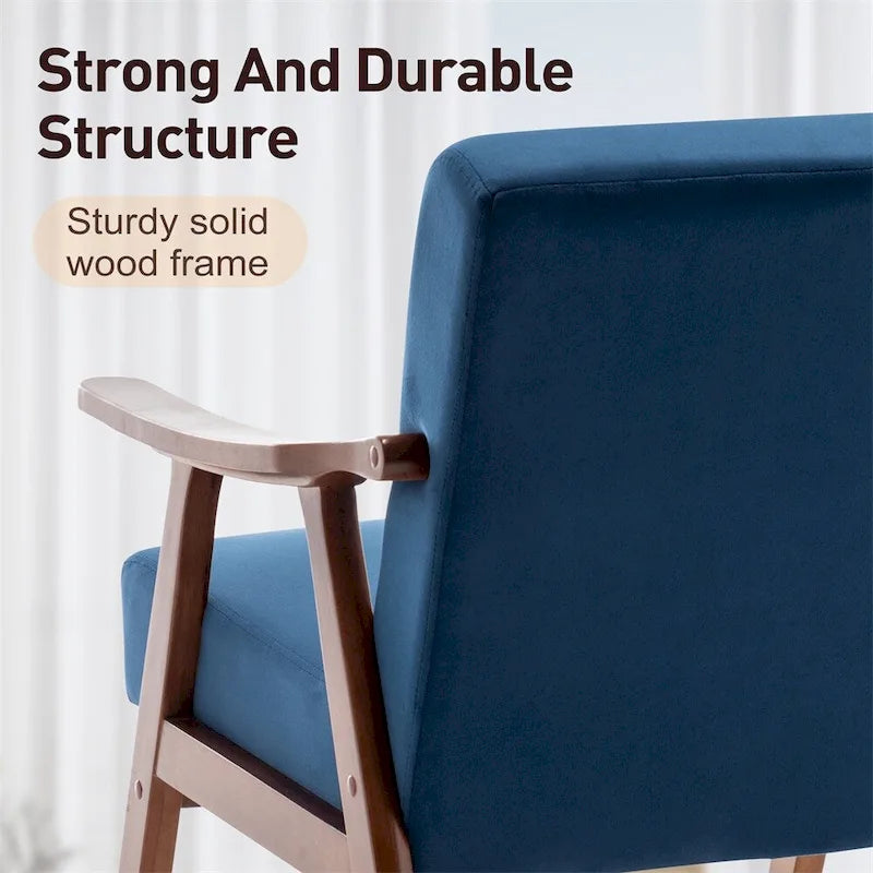 Mid-Century Modern Chair,Living Room Chair with Solid Wood Frame