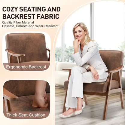 Mid-Century Modern Chair,Living Room Chair with Solid Wood Frame